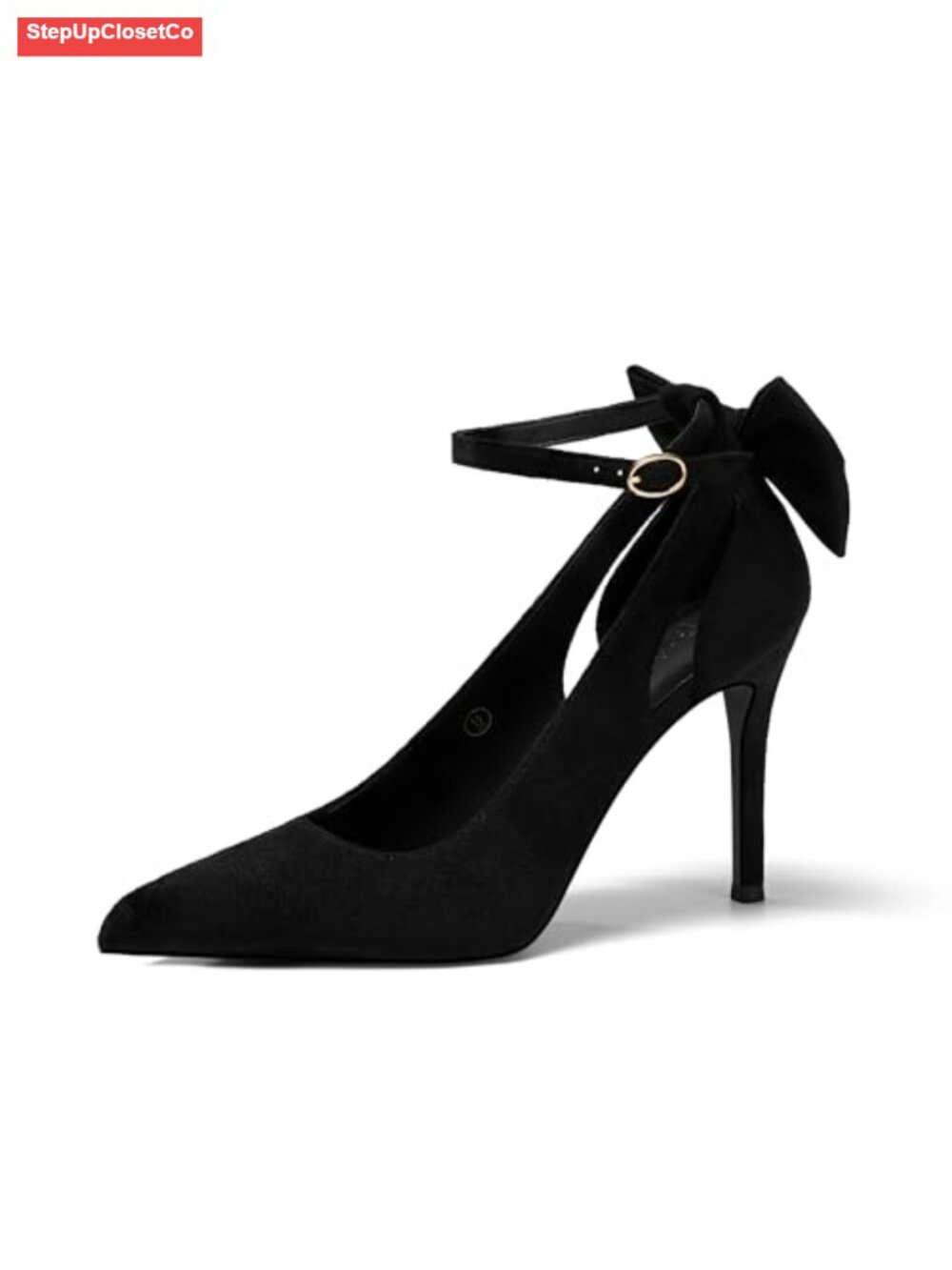Women's Pointed Toe Bow Tie High Heels Ankle Strap Wedding Pumps - 4 Inch